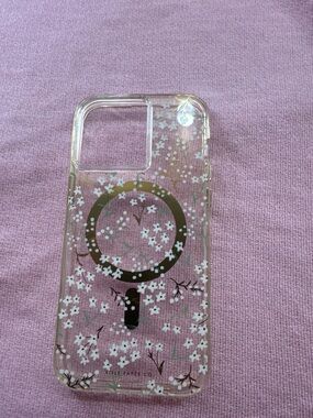 Rifle Paper Co. Clear Floral Phone Case with Gold Feminine Emblem